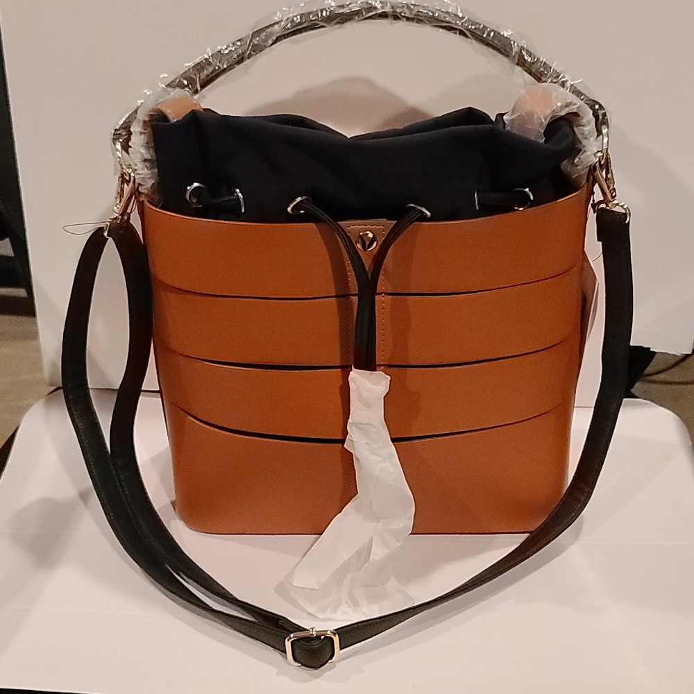 Camel Bucket Purse with Removable Bag